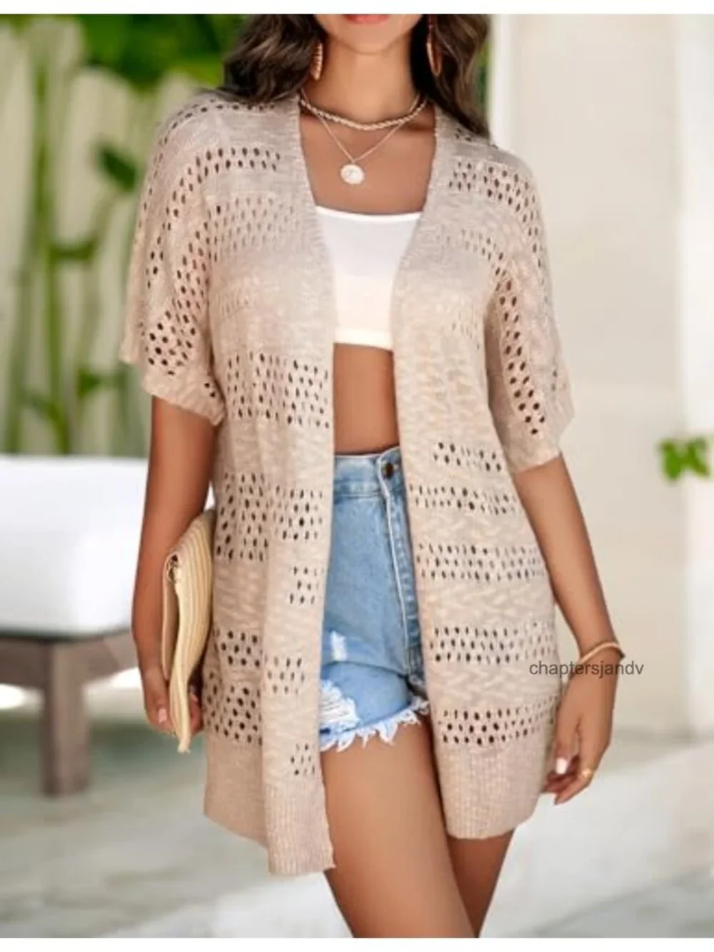 Zeagoo Lightweight Crochet Short Sleeve Cardigan Women's Summer Knit
